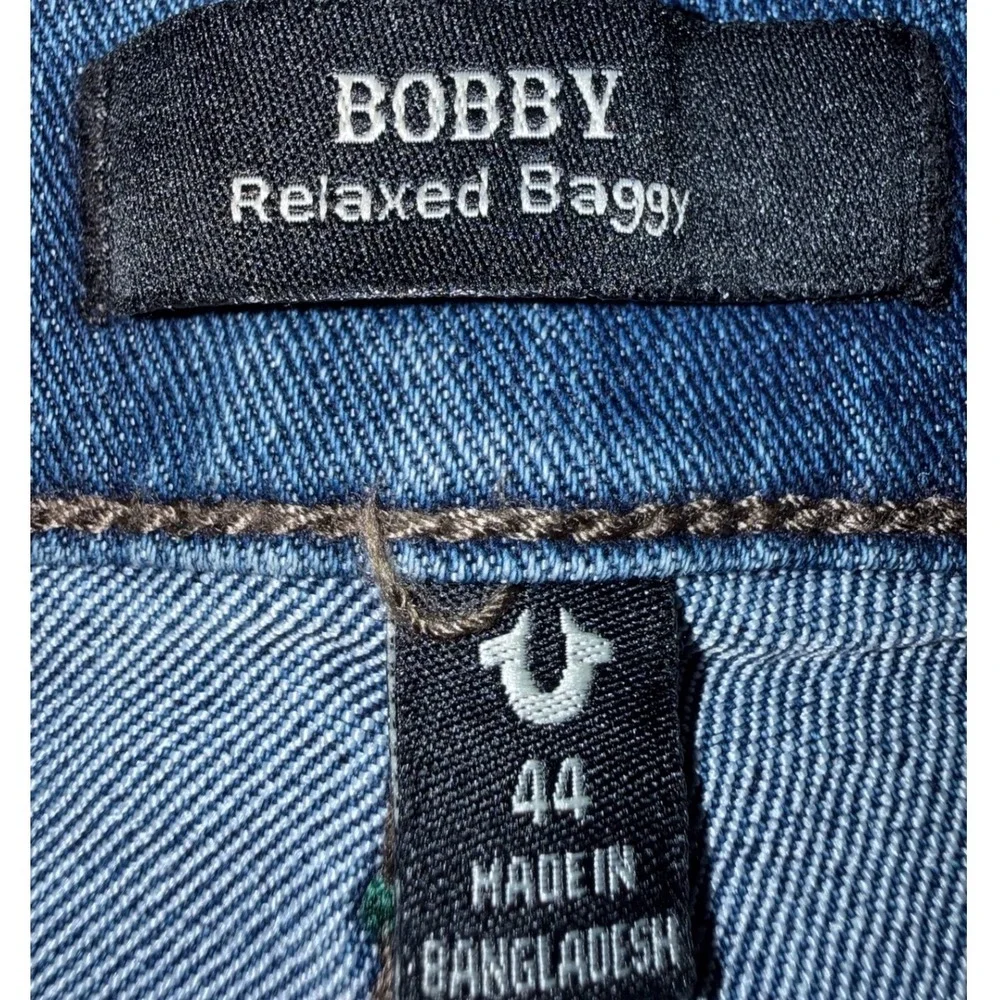 True Religion Bobby Relaxed Baggy Jeans Medium Mistletoe Wash Blue Mens 44